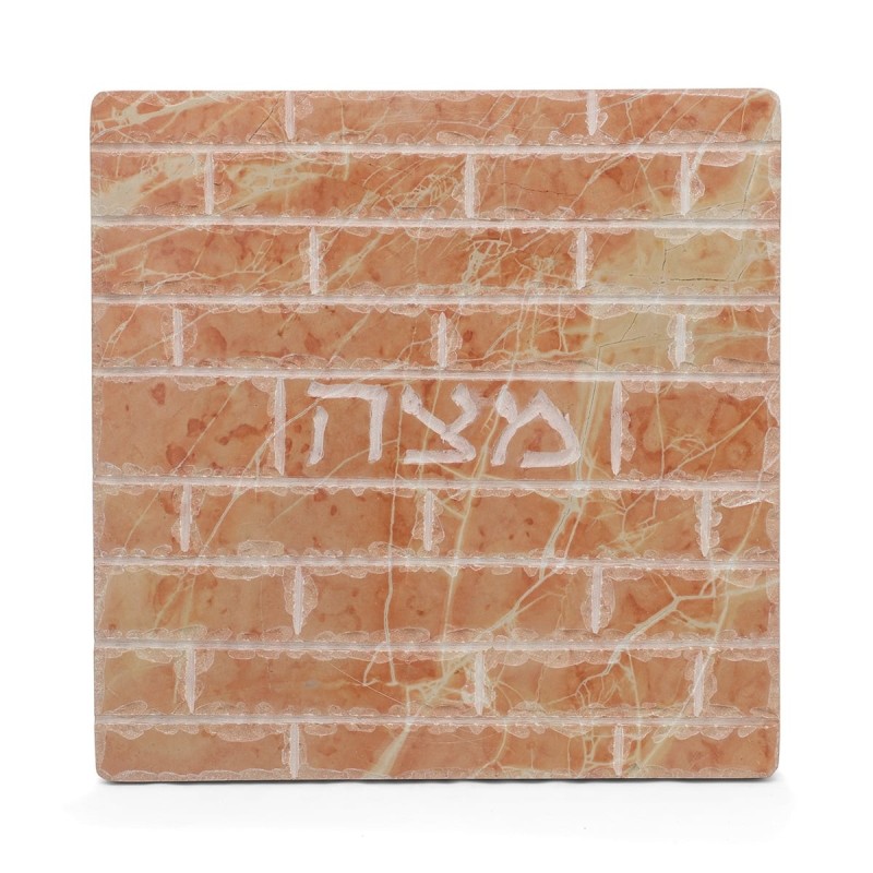 Jerusalem Stone Matzah Plate With Western Wall Design (Choice of Color