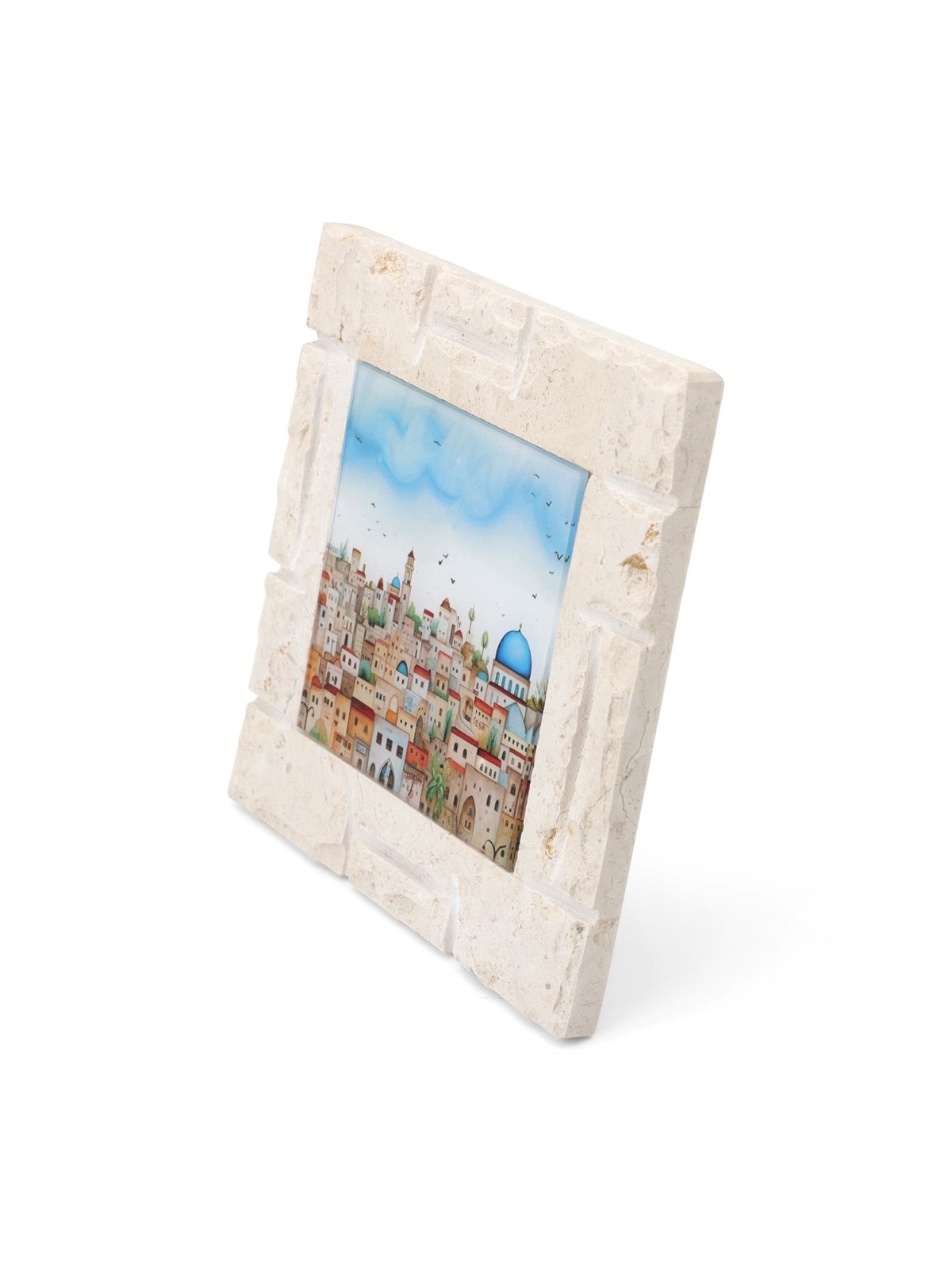 White Jerusalem Stone Framed Picture of Jerusalem Painting