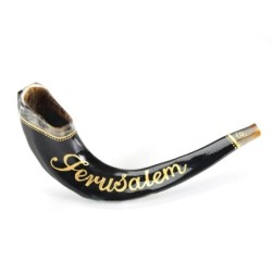 Barsheshet-Ribak Hand-Painted Shofar With Jerusalem Design
