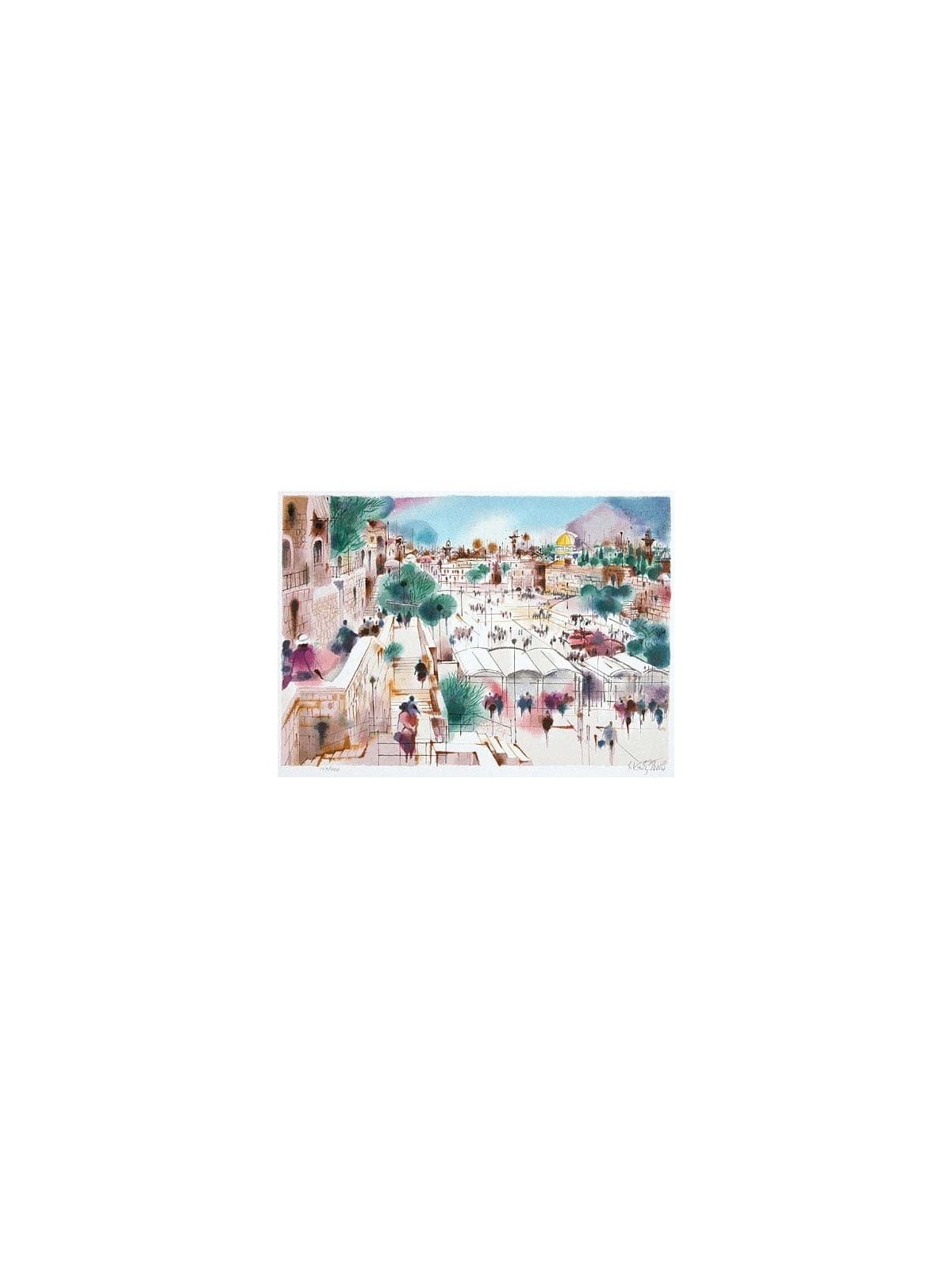 Shmuel Katz Wailing Wall Plaza Serigraph