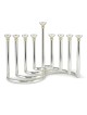 Modern Style Circular Silver-Plated Oil Hanukkah Menorah by Hazorfim