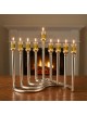 Modern Style Circular Silver-Plated Oil Hanukkah Menorah by Hazorfim