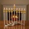 Modern Style Circular Silver-Plated Oil Hanukkah Menorah by Hazorfim
