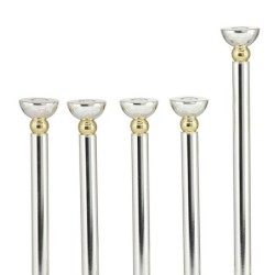 Modern Style Circular Silver-Plated Oil Hanukkah Menorah by Hazorfim