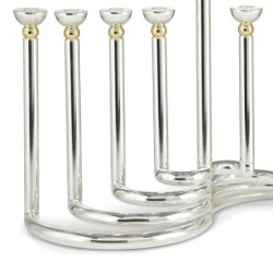 Modern Style Circular Silver-Plated Oil Hanukkah Menorah by Hazorfim