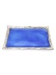 Large Sterling Silver-Plated Glass Shabbat Candlesticks (Blue)