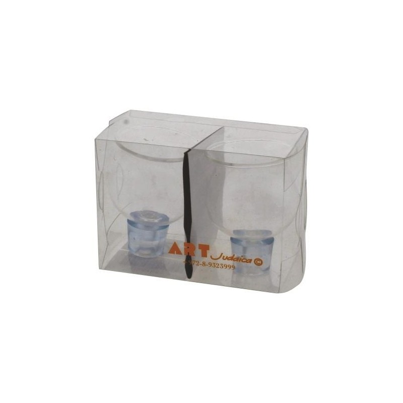 Glass Shabbat Oil Cup Holder - Pair