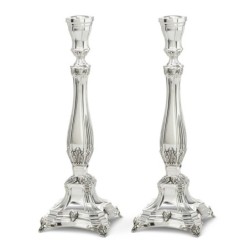 Polished Shabbat Candlesticks 9.45" Rial in 925 Sterling Silver by Haz