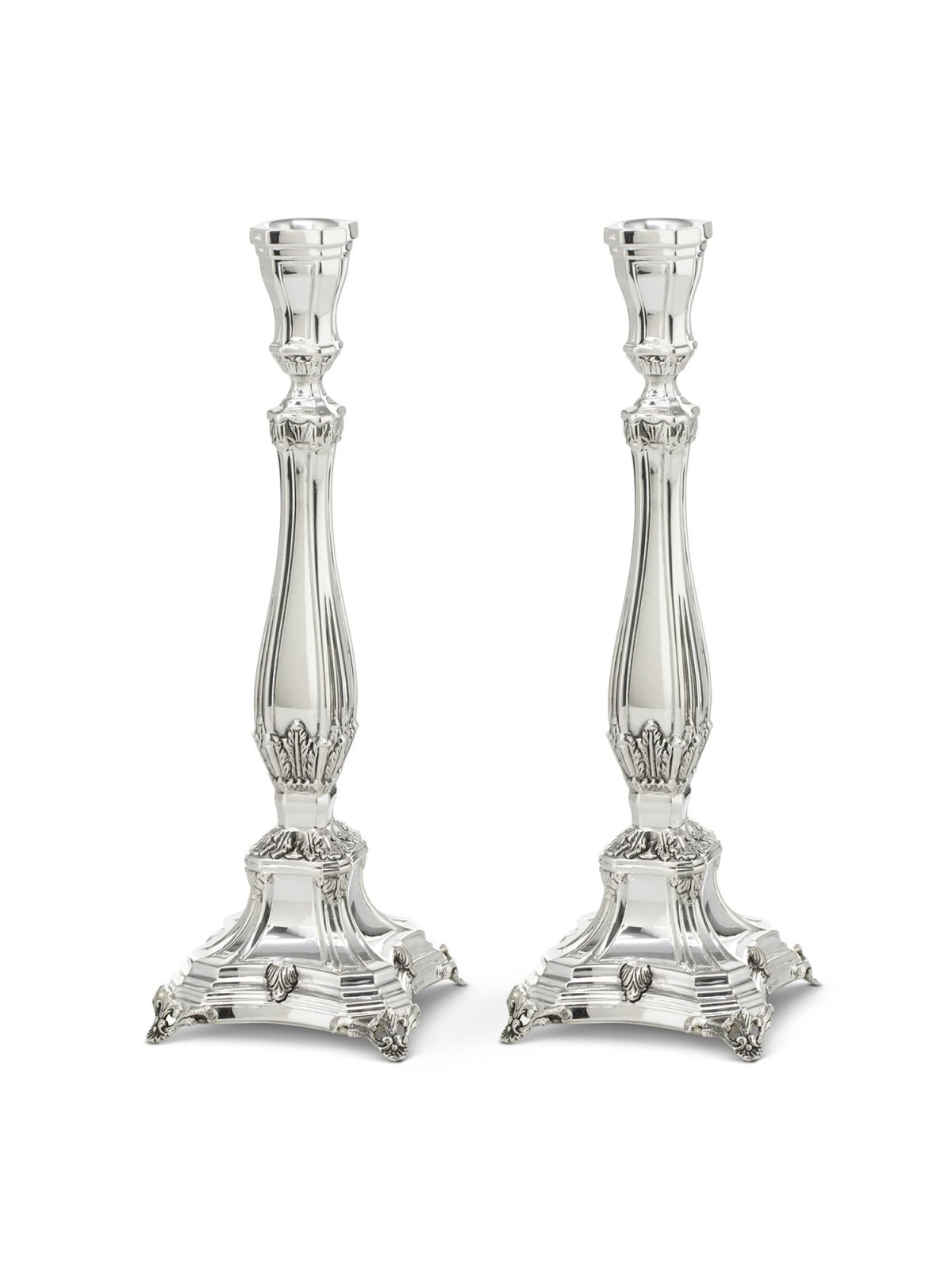 Polished Shabbat Candlesticks 9.45" Rial in 925 Sterling Silver by Haz