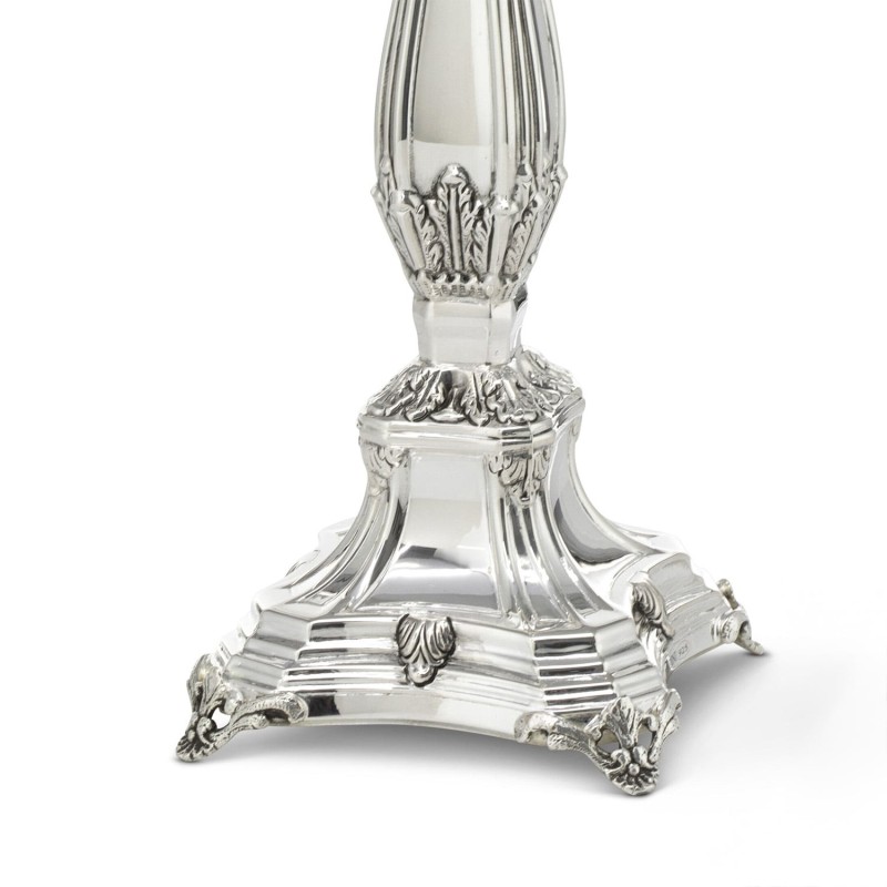 Polished Shabbat Candlesticks 9.45" Rial in 925 Sterling Silver by Haz