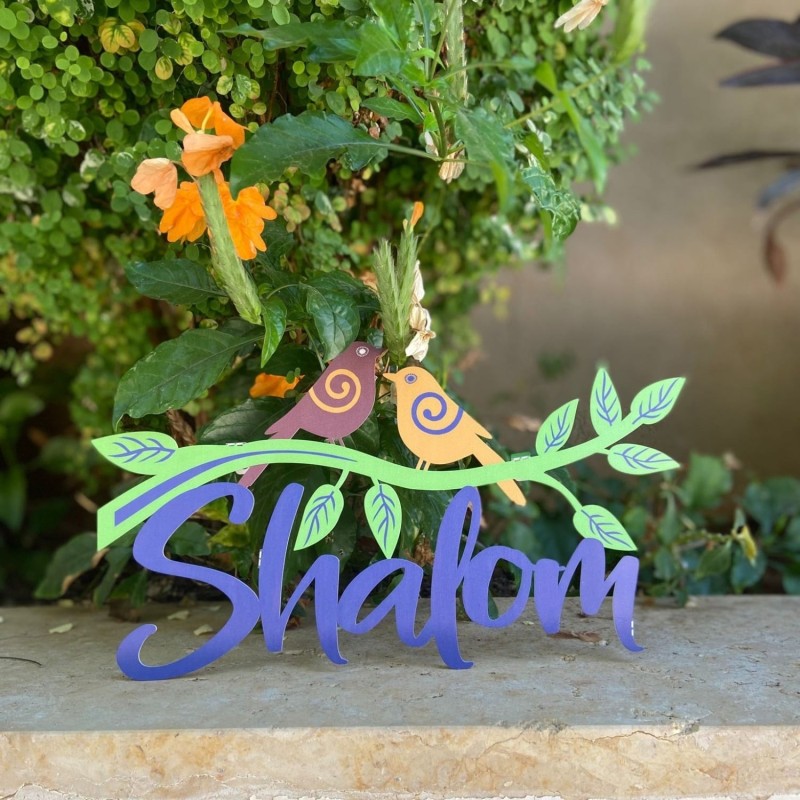 Dorit Judaica Peace Wall Hanging with Doves (English / Hebrew)