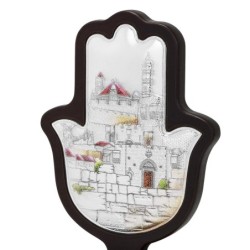 Hazorfim Silver-Plated Hamsa Sculpture with Jerusalem Design