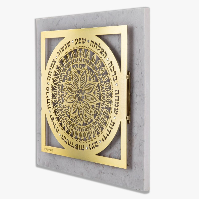 Designer Gold Plated Mandala of Blessings with Swarovski Stones - Hebr