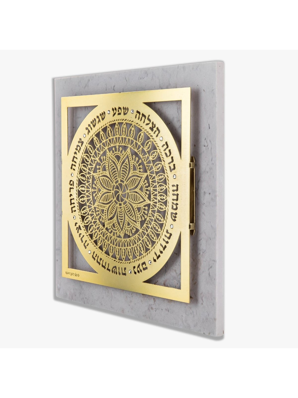 Designer Gold Plated Mandala of Blessings with Swarovski Stones - Hebr