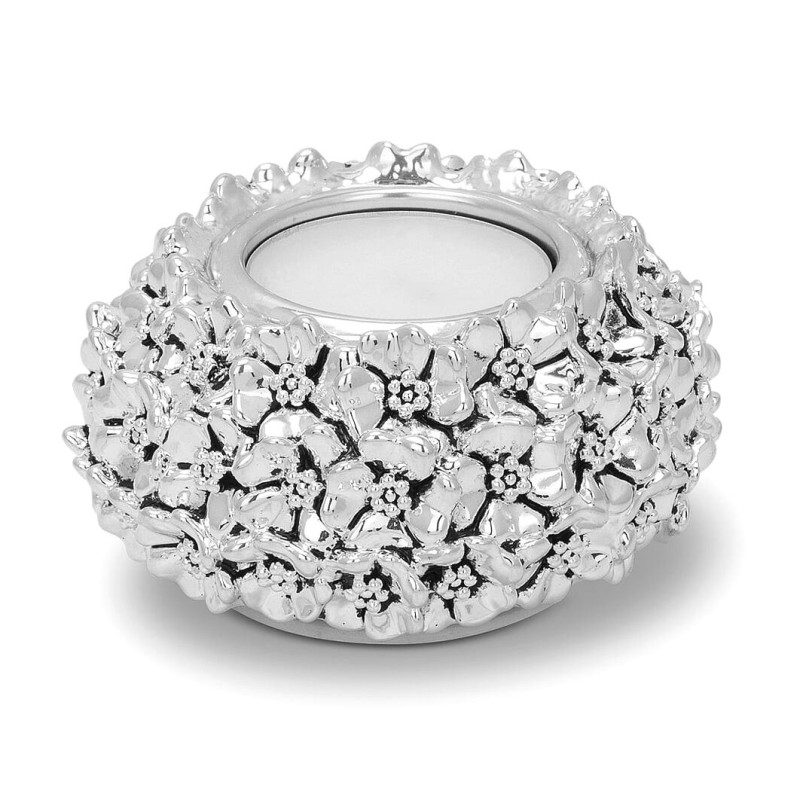 Floral Silver-Plated Tealight Shabbat Candle Holders by Hazorfim