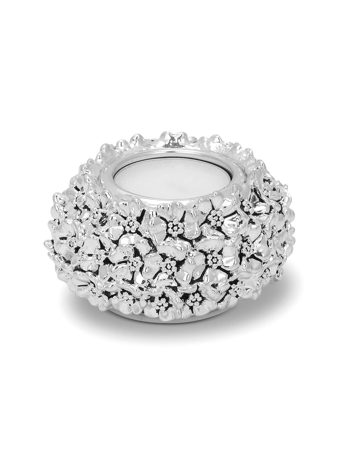 Floral Silver-Plated Tealight Shabbat Candle Holders by Hazorfim