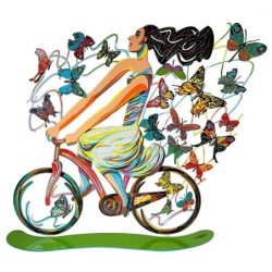 David Gerstein Signed Sculpture - Country Cycling with Butterflies