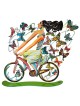 David Gerstein Signed Sculpture - Country Cycling with Butterflies