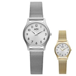 Women's Mesh Analog Number Watch - Silver or Gold-Plated