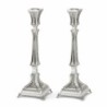 Textured Shabbat Candlesticks 9.45" Lagoon in 925 Sterling Silver by H