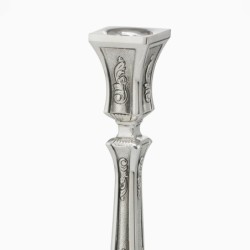 Textured Shabbat Candlesticks 9.45" Lagoon in 925 Sterling Silver by H