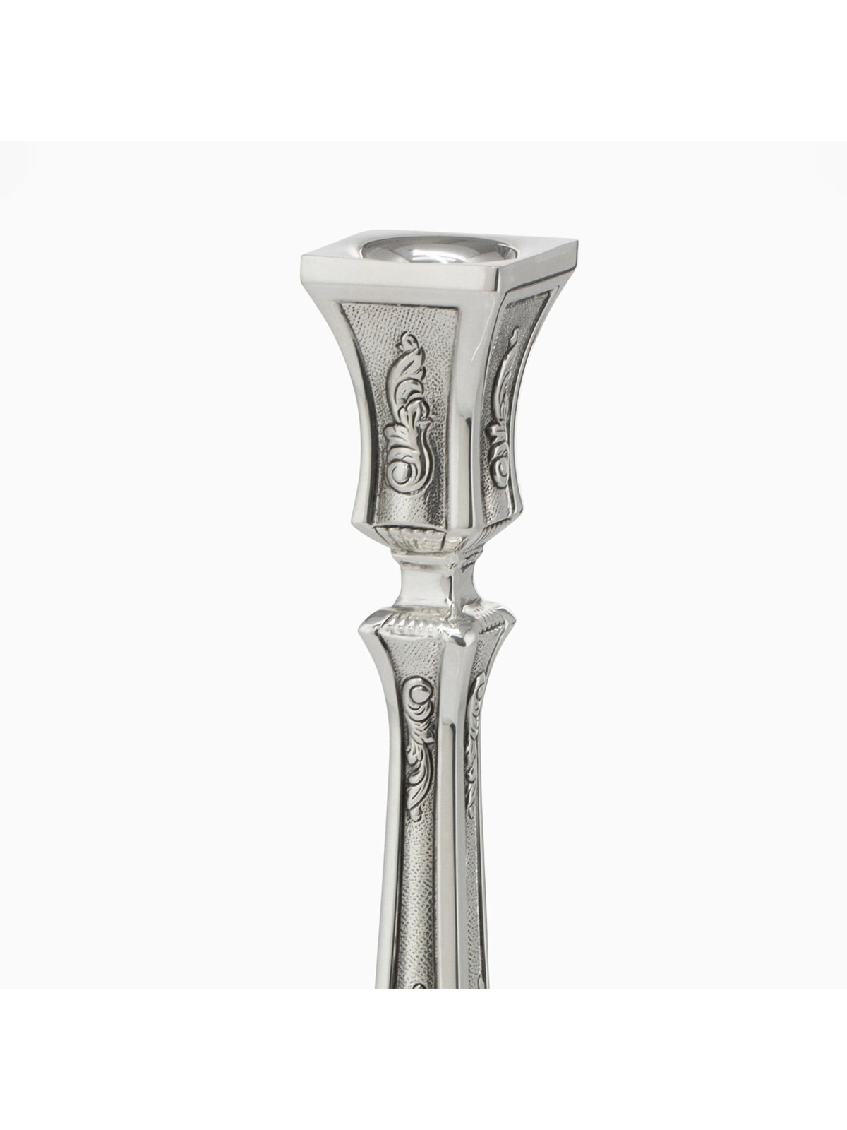 Textured Shabbat Candlesticks 9.45" Lagoon in 925 Sterling Silver by H