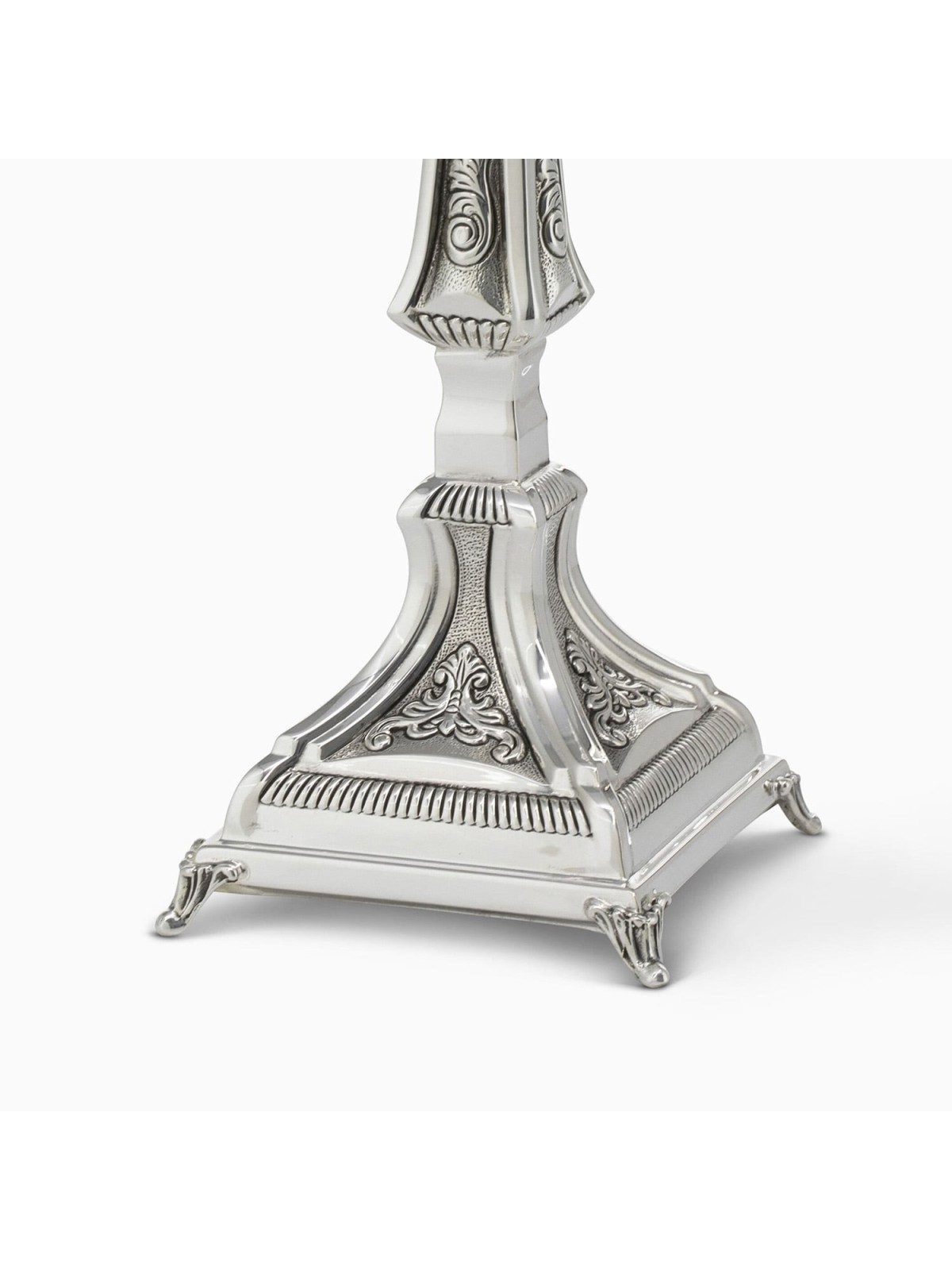 Textured Shabbat Candlesticks 9.45" Lagoon in 925 Sterling Silver by H