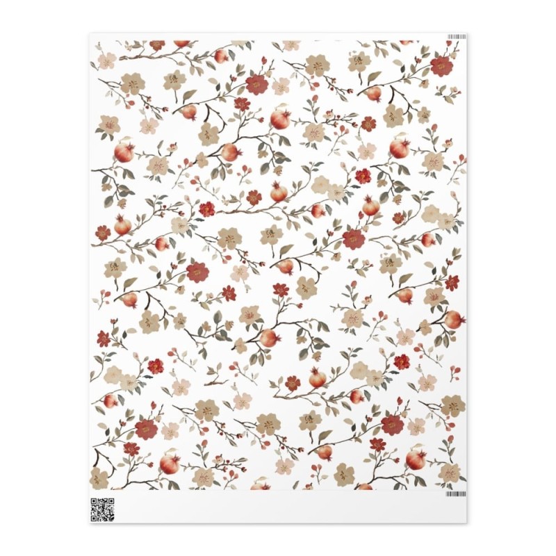 Pomegranates and Flowers Wrapping Paper