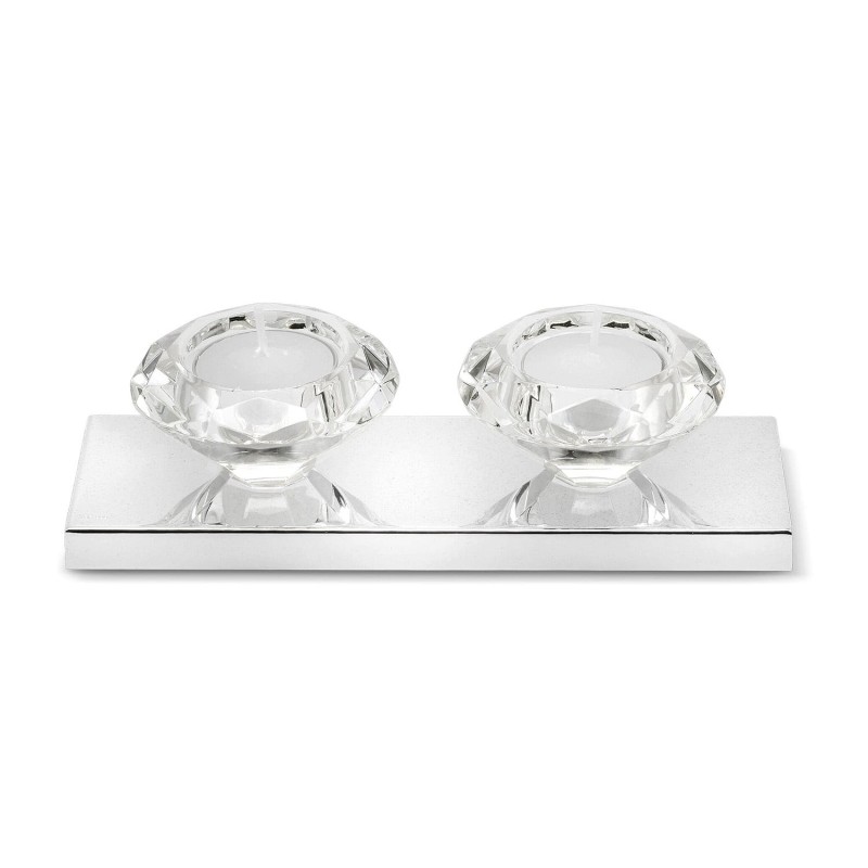Silver-Plated and Crystal Candlesticks for Tea Lights by Hazorfim