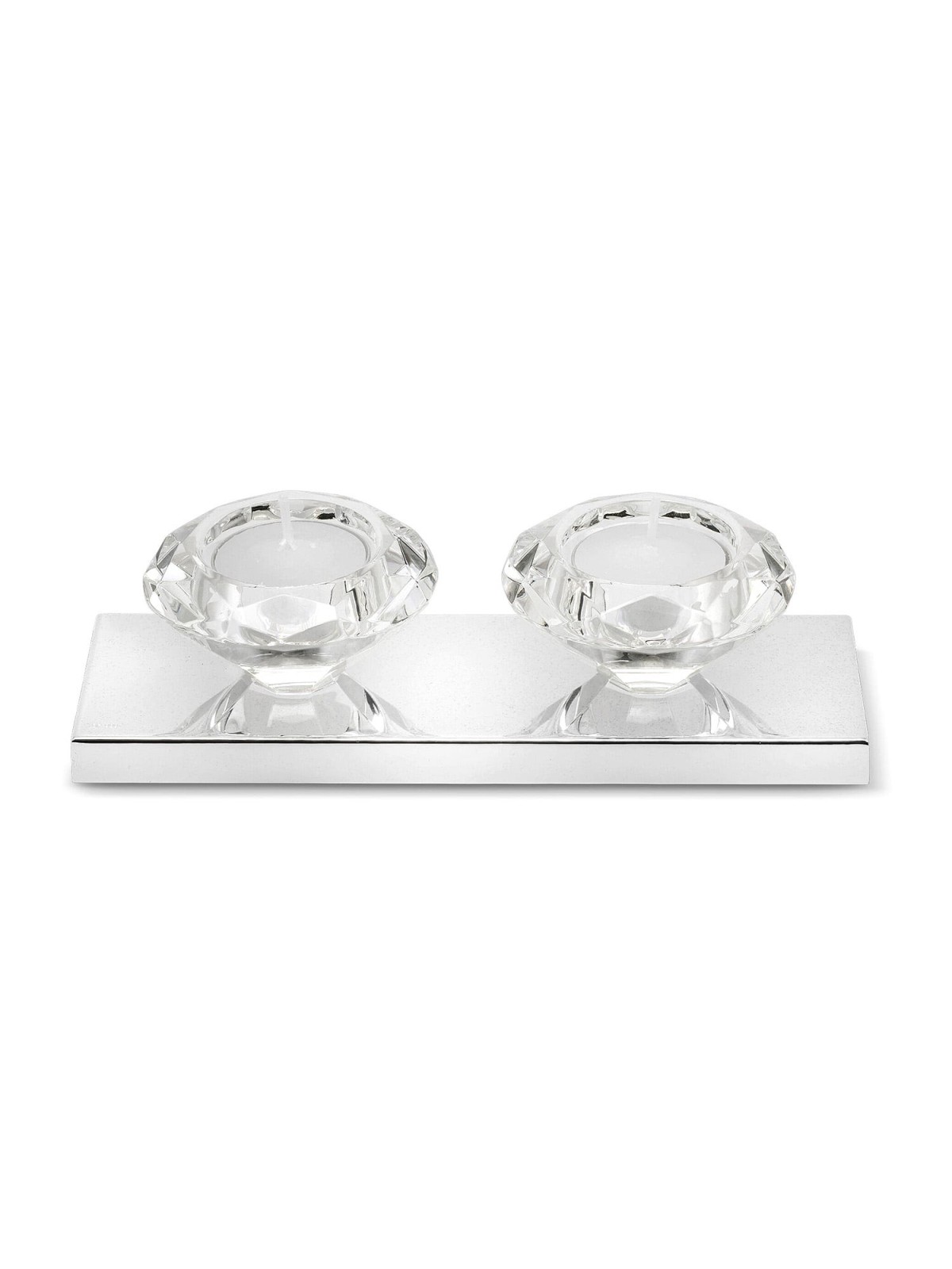 Silver-Plated and Crystal Candlesticks for Tea Lights by Hazorfim