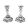 Frosted Glass and Sterling Silver-Plated Shabbat Candlesticks with Wid
