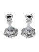 Frosted Glass and Sterling Silver-Plated Shabbat Candlesticks with Wid