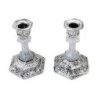 Frosted Glass and Sterling Silver-Plated Shabbat Candlesticks with Wid