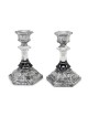 Glass and Sterling Silver-Plated Shabbat Candlesticks with Wide Base