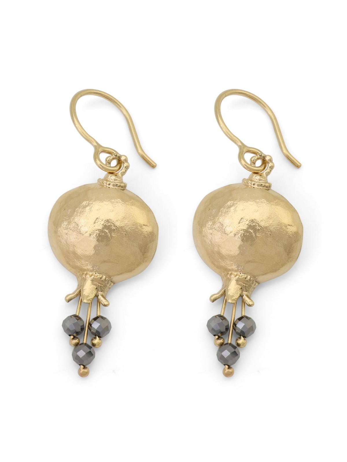 Gold Plated Pomegranate Earrings with Dangling Stones