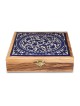 Blue Flowers: Olive Wood & Armenian Ceramic Jewelry Box