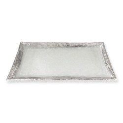 Handmade Variegated Glass and Sterling Silver-Plated Shabbat Candlesti