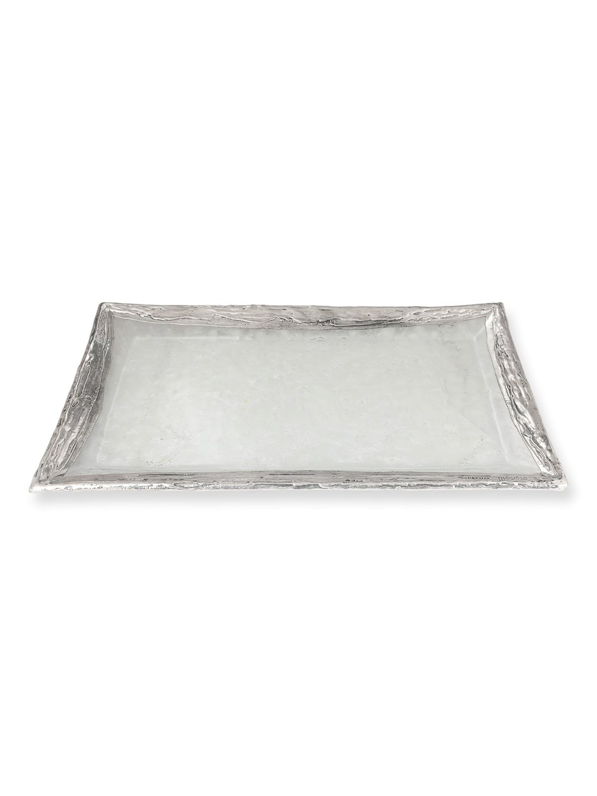 Handmade Variegated Glass and Sterling Silver-Plated Shabbat Candlesti