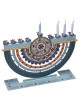 Dorit Judaica Metal Hanukkah Menorah with Laser-Cut Colorful Pomegrana