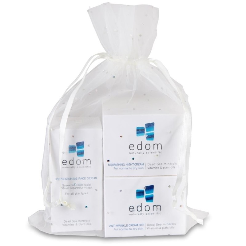 Edom Anti-Aging Kit: Replenishing Face Serum, Nourishing Night Cream,