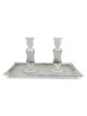 Handcrafted White Glass and Sterling Silver-Plated Shabbat Candlestick
