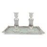 Handcrafted White Glass and Sterling Silver-Plated Shabbat Candlestick
