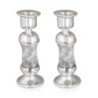 Handcrafted White Glass and Sterling Silver-Plated Shabbat Candlestick