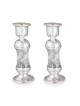 Handcrafted White Glass and Sterling Silver-Plated Shabbat Candlestick