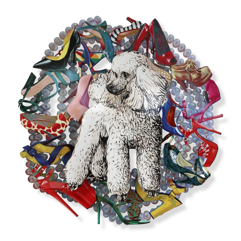 Ivory Poodle: David Gerstein Hand Painted Limited Edition Wall Sculptu