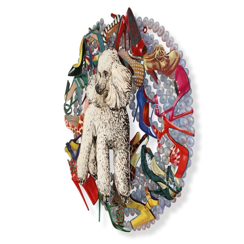 Ivory Poodle: David Gerstein Hand Painted Limited Edition Wall Sculptu