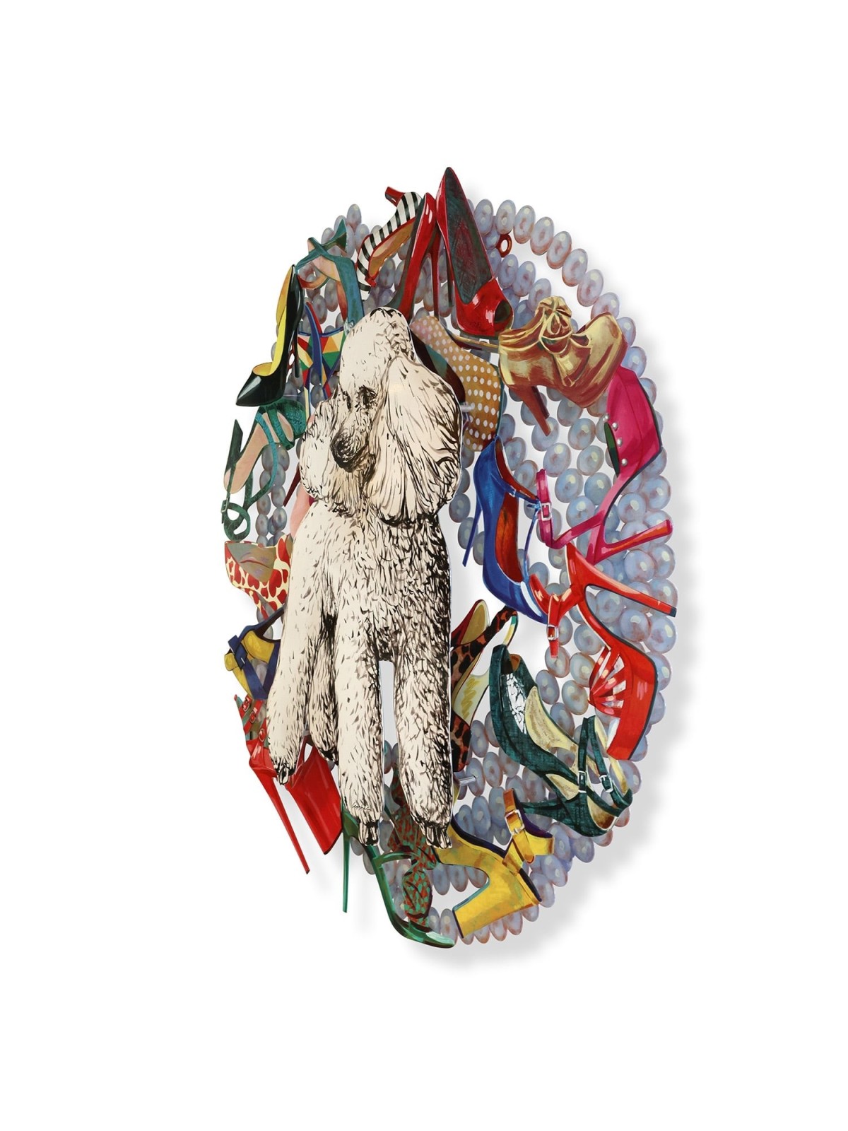 Ivory Poodle: David Gerstein Hand Painted Limited Edition Wall Sculptu