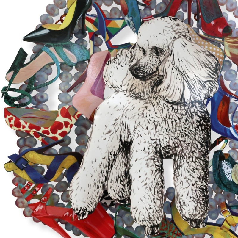 Ivory Poodle: David Gerstein Hand Painted Limited Edition Wall Sculptu
