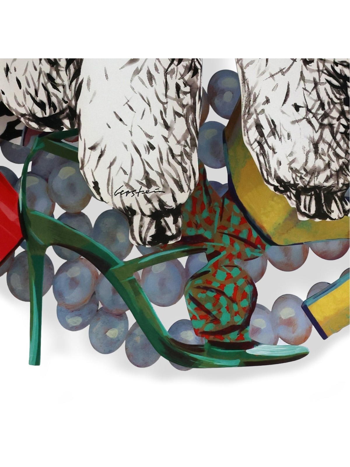 Ivory Poodle: David Gerstein Hand Painted Limited Edition Wall Sculptu