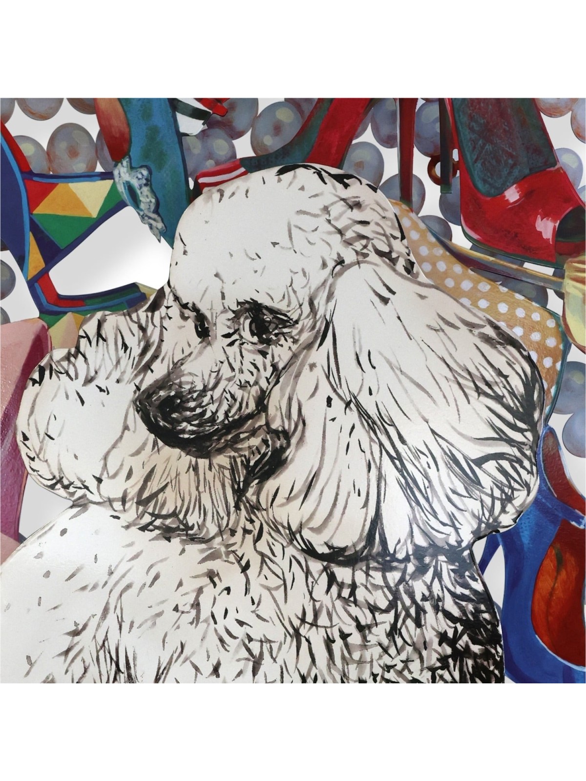 Ivory Poodle: David Gerstein Hand Painted Limited Edition Wall Sculptu
